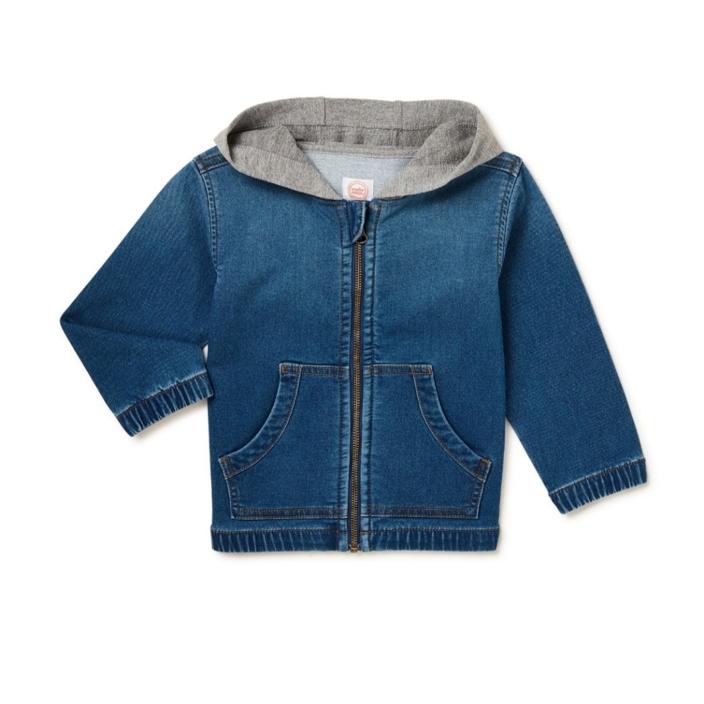 NWT Wonder Nation Toddler Boy Stretch Knit Denim Jacket, Medium Wash